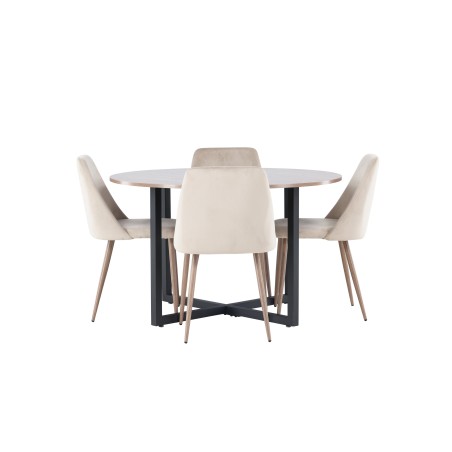 Söögilaud Durango - must / pähkel MDF + öösöögitool - tume pähkel / mokka / pruun kangas _4