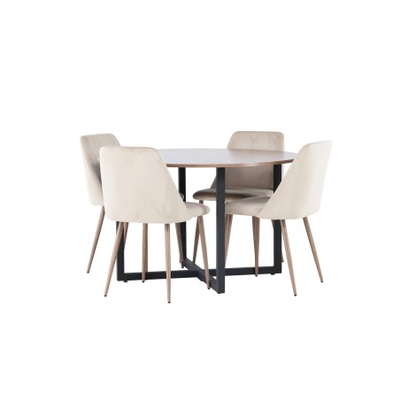 Söögilaud Durango - must / pähkel MDF + öösöögitool - tume pähkel / mokka / pruun kangas _4