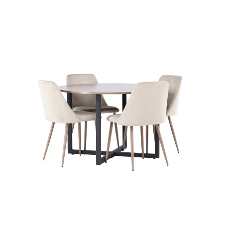 Söögilaud Durango - must / pähkel MDF + öösöögitool - tume pähkel / mokka / pruun kangas _4