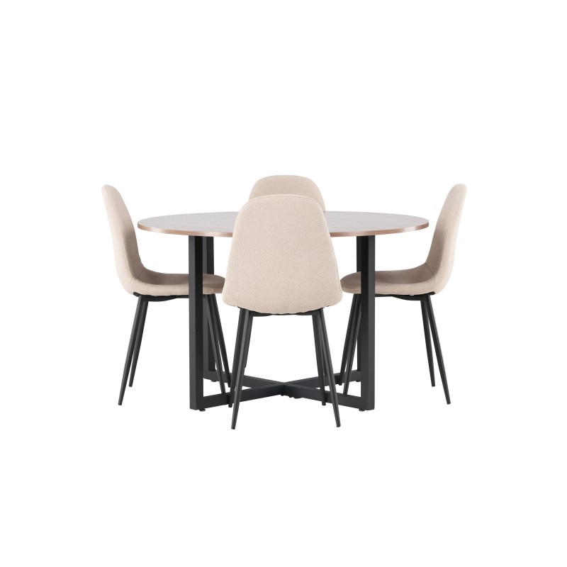 Durango söögilaud - must / pähkel MDF + söögitool Polar - must / beež Boucle _4