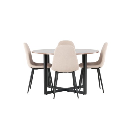 Durango söögilaud - must / pähkel MDF + söögitool Polar - must / beež Boucle _4