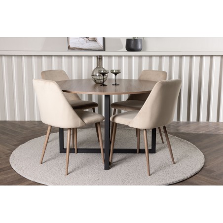 Söögilaud Durango - must / pähkel MDF + öösöögitool - tume pähkel / mokka / pruun kangas _4