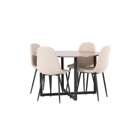 Durango söögilaud - must / pähkel MDF + söögitool Polar - must / beež Boucle _4