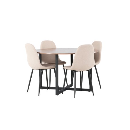 Durango söögilaud - must / pähkel MDF + söögitool Polar - must / beež Boucle _4