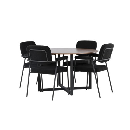 Durango söögilaud - must / pähkel MDF + eilne söögitool - must / must boucle _4