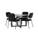 Durango söögilaud - must / pähkel MDF + eilne söögitool - must / must boucle _4