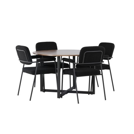 Durango söögilaud - must / pähkel MDF + eilne söögitool - must / must boucle _4