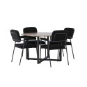 Durango söögilaud - must / pähkel MDF + eilne söögitool - must / must boucle _4