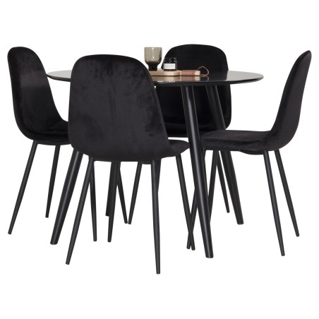 Plaza Runt Matbord - Svart / Svart - ø100*H75 +Polar söögitool - mustad jalad / Black Velvet _4