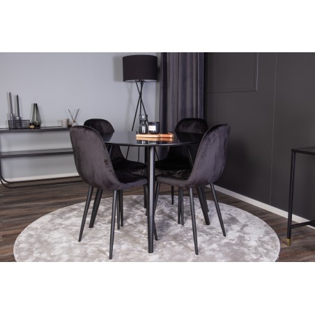 Plaza Runt Matbord - Svart / Svart - ø100*H75 +Polar söögitool - mustad jalad / Black Velvet _4