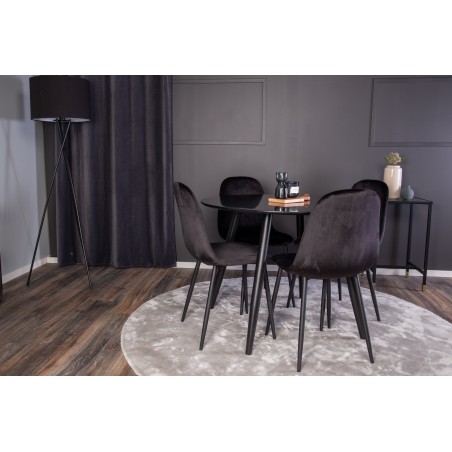 Plaza Runt Matbord - Svart / Svart - ø100*H75 +Polar söögitool - mustad jalad / Black Velvet _4