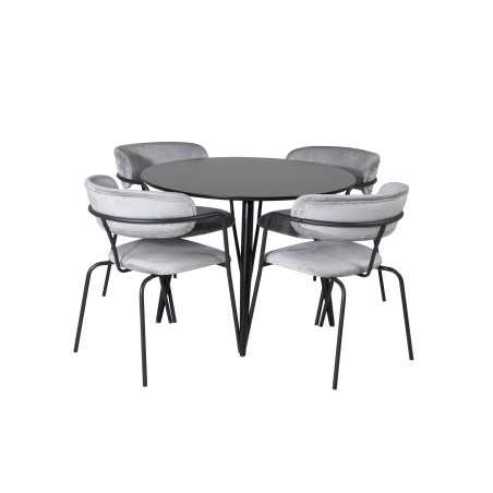 Plaza Runt Matbord - Svart / Svart - ø100*H75 +Nooletugitool - Mustad jalad - Grey Velvet _4