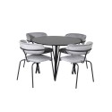 Plaza Runt Matbord - Svart / Svart - ø100*H75 +Nooletugitool - Mustad jalad - Grey Velvet _4