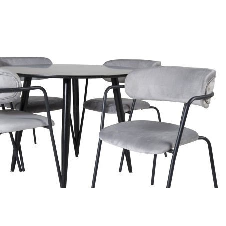 Plaza Runt Matbord - Svart / Svart - ø100*H75 +Nooletugitool - Mustad jalad - Grey Velvet _4