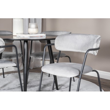 Plaza Runt Matbord - Svart / Svart - ø100*H75 +Nooletugitool - Mustad jalad - Grey Velvet _4