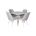 Plaza Runt Matbord – Ek-Look / Vit – ø100*H75 +Velvet Deluxe söögitool – valged jalad – helehall kangas _4
