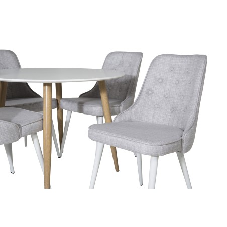 Plaza Runt Matbord – Ek-Look / Vit – ø100*H75 +Velvet Deluxe söögitool – valged jalad – helehall kangas _4