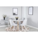 Plaza Runt Matbord – Ek-Look / Vit – ø100*H75 +Velvet Deluxe söögitool – valged jalad – helehall kangas _4
