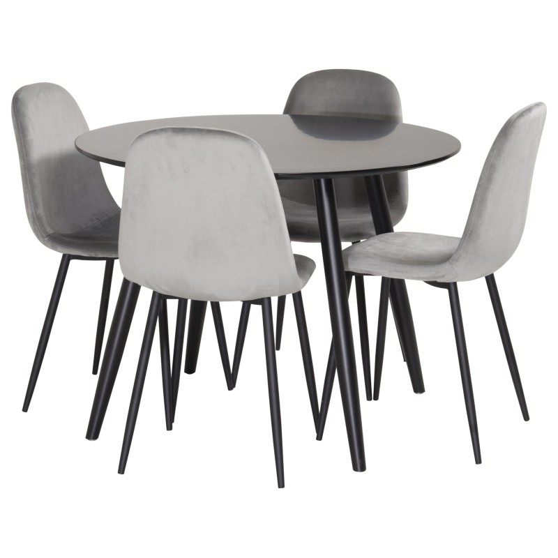 Plaza Runt Matbord - Svart / Svart - ø100*H75 +Polar söögitool - mustad jalad / helehall samet _4