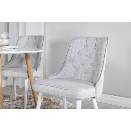 Plaza Runt Matbord – Ek-Look / Vit – ø100*H75 +Velvet Deluxe söögitool – valged jalad – helehall kangas _4