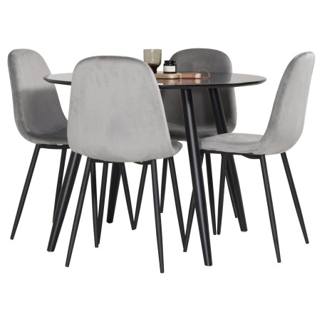 Plaza Runt Matbord - Svart / Svart - ø100*H75 +Polar söögitool - mustad jalad / helehall samet _4
