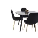 Plaza Runt Matbord - Svart / Svart - ø100*H75 + Polar Tool - Black Velvet / Matt messingijalg _4
