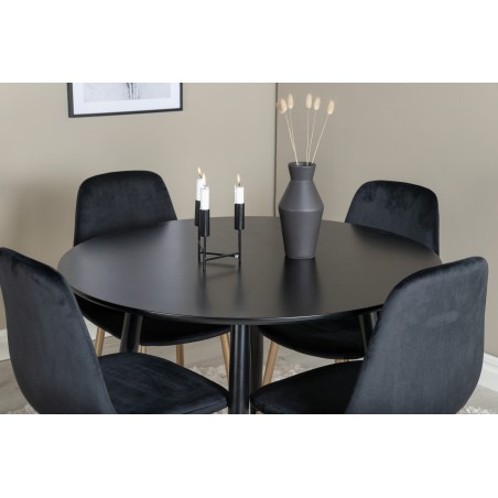 Plaza Runt Matbord - Svart / Svart - ø100*H75 + Polar Tool - Black Velvet / Matt messingijalg _4