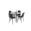 Plaza Runt Matbord - Svart / Svart - ø100*H75 + Polari söögitool must PU _4
