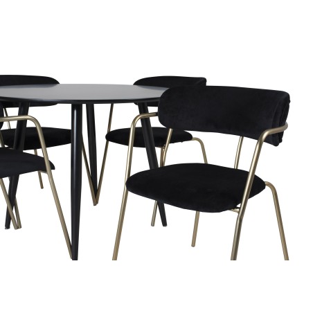 Plaza Runt Matbord - Svart / Svart - ø100*H75 + Nooletugitool - Messingijalad - Must Velvet _4