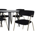 Plaza Runt Matbord - Svart / Svart - ø100*H75 + Nooletugitool - Messingijalad - Must Velvet _4