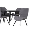 Plaza Runt Matbord – Svart / Svart – ø100*H75 +Gemma söögitool – mustad jalad – hall kangas _4