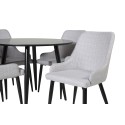 Plaza Runt Matbord - Svart / Svart - ø100*H75 +Plaza Söögitool - Mustad jalad - Helehall kangas _4