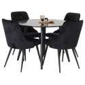 Plaza Runt Matbord - Svart / Svart - ø100*H75 +Velvet Deluxe söögitool - Mustad jalad / Must samet _4