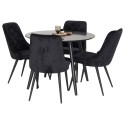 Plaza Runt Matbord - Svart / Svart - ø100*H75 +Velvet Deluxe söögitool - Mustad jalad / Must samet _4