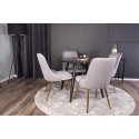 Plaza Runt Matbord - Svart / Svart - ø100*H75 +Velvet Deluxe söögitool - Harjatud messingist jalg / helehall samet _4