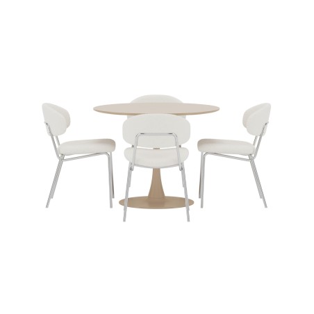Glade ümmargune söögilaud Ø100x75 beež + Chico tool, 2-pakk kroom/valge _4