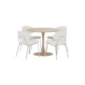 Glade ümmargune söögilaud Ø100x75 beež + Chico tool, 2-pakk kroom/valge _4