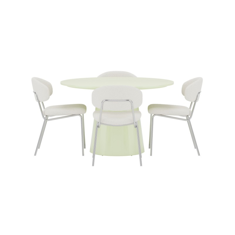 Lanzo söögilaud Ø120 Matcha roheline + Chico tool, 2 komplekti kroom/valge _4