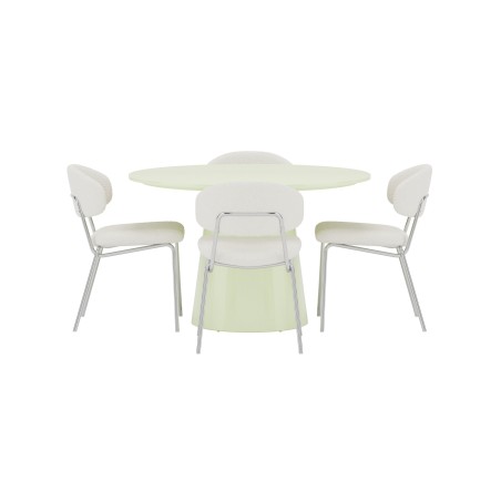 Lanzo söögilaud Ø120 Matcha roheline + Chico tool, 2 komplekti kroom/valge _4