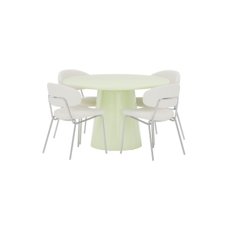 Lanzo söögilaud Ø120 Matcha roheline + Chico tool, 2 komplekti kroom/valge _4