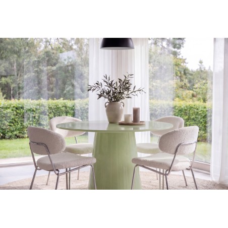 Lanzo söögilaud Ø120 Matcha roheline + Chico tool, 2 komplekti kroom/valge _4