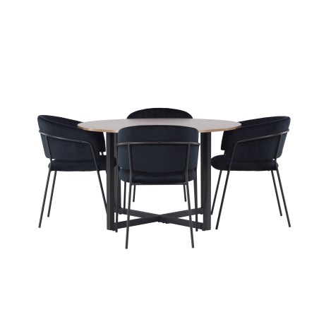 Durango söögilaud - must / pähkel MDF + Selma söögitool - must / must samet _4