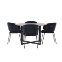 Durango söögilaud - must / pähkel MDF + Selma söögitool - must / must samet _4