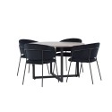 Durango söögilaud - must / pähkel MDF + Selma söögitool - must / must samet _4
