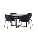 Durango söögilaud - must / pähkel MDF + Selma söögitool - must / must samet _4