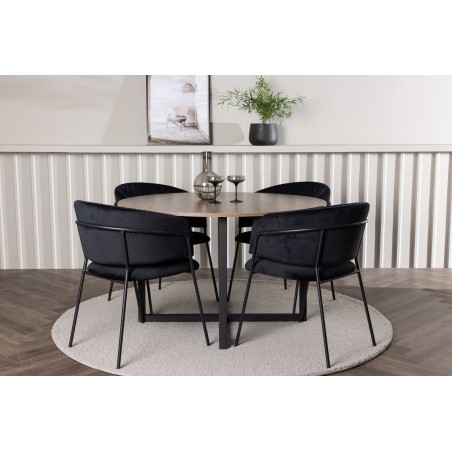 Durango söögilaud - must / pähkel MDF + Selma söögitool - must / must samet _4