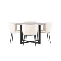 Durango söögilaud - must / pähkel MDF + Edina söögitool - must / valge Boucle _4