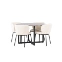 Durango söögilaud - must / pähkel MDF + Edina söögitool - must / valge Boucle _4