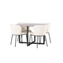 Durango söögilaud - must / pähkel MDF + Edina söögitool - must / valge Boucle _4