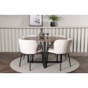 Durango söögilaud - must / pähkel MDF + Edina söögitool - must / valge Boucle _4